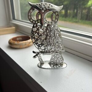 TORINO vintage jewelry organizer earring holder Silver Owl Figurine 🦉